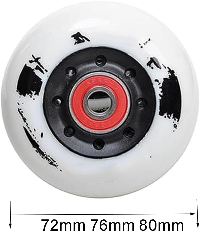 Inline Skate Replacement Wheels, 72mm 76mm 80mm Set, 85A Hardness, with Bearings (76mm)