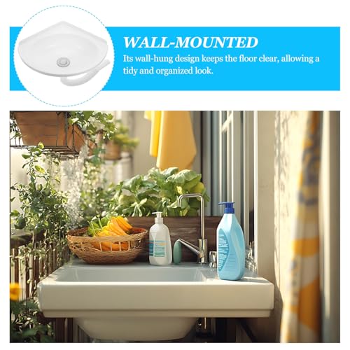 Lavabo de esquina triangular moderno de plástico lavamanos pequeño pared 4