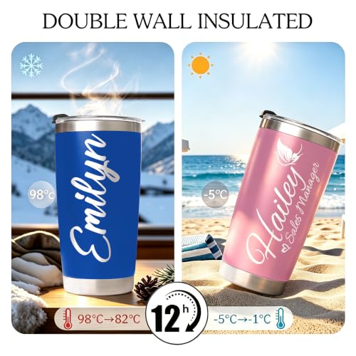 Image of Personalized Tumbler with Names, Custom Travel Coffee Insulated Tumbler 20 oz for Wedding Groomsmen Gifts, Stainless Steel Cup with Lid, Personalized Birthday Gifts for Men Women