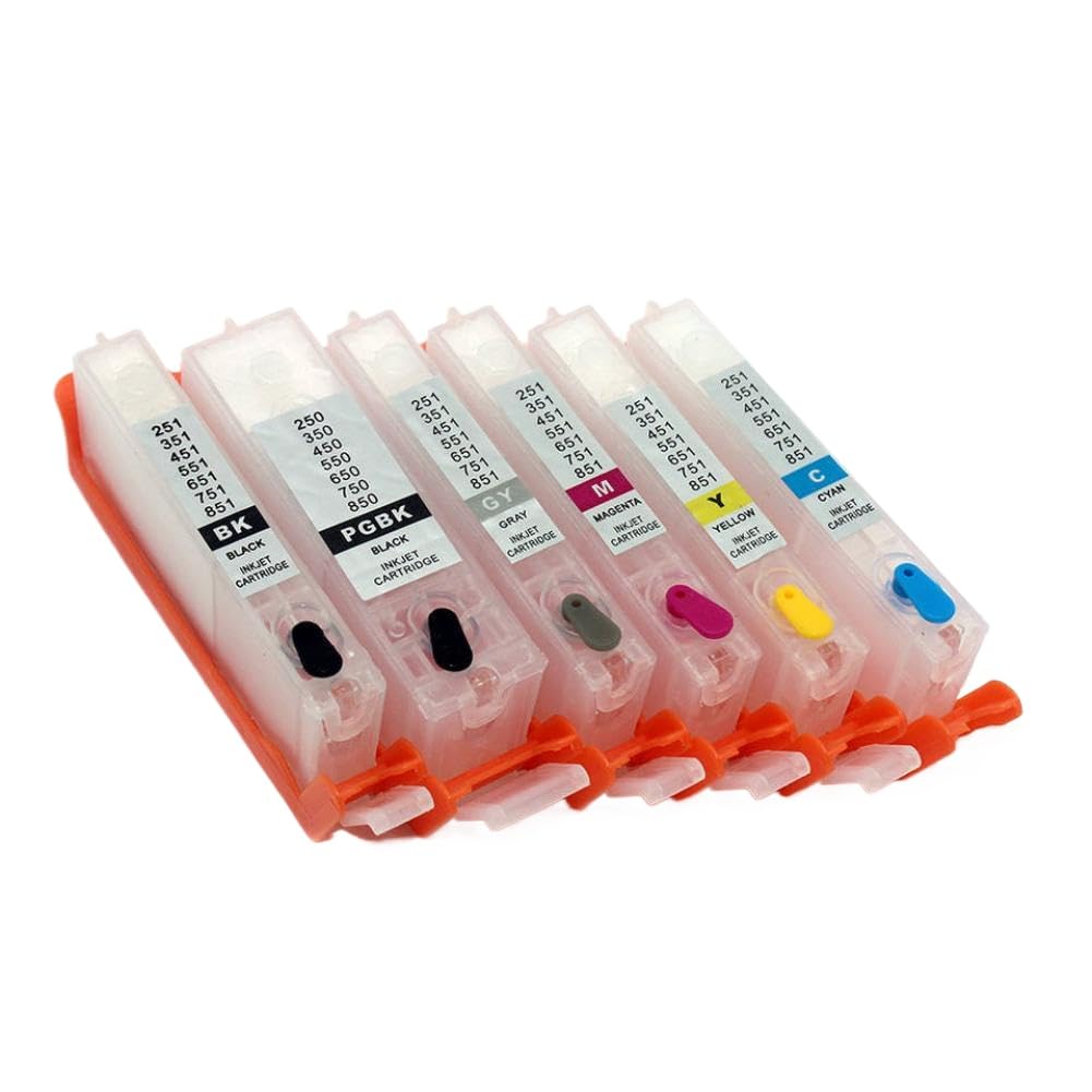 Cartuccia d'inchiostro di ricarica a 6 colori con chip PGI-250 CLI-251 compatibile con la stampante MG6320 MG7120 MG7520 IP8720