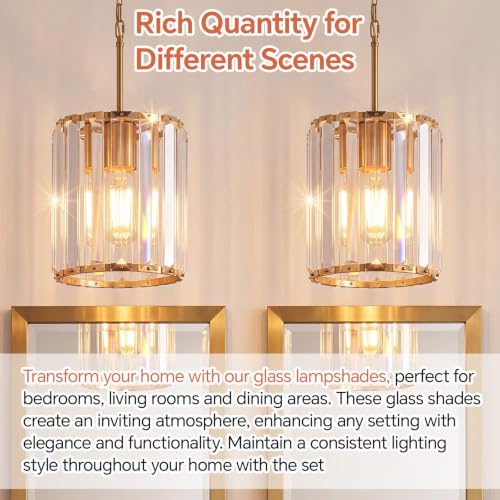 Image of Teenyyou 4 Pack Crystal Lamp Shade, 1-5 /8 inch(1.65 inch) UNO-fitter, Gold Medium