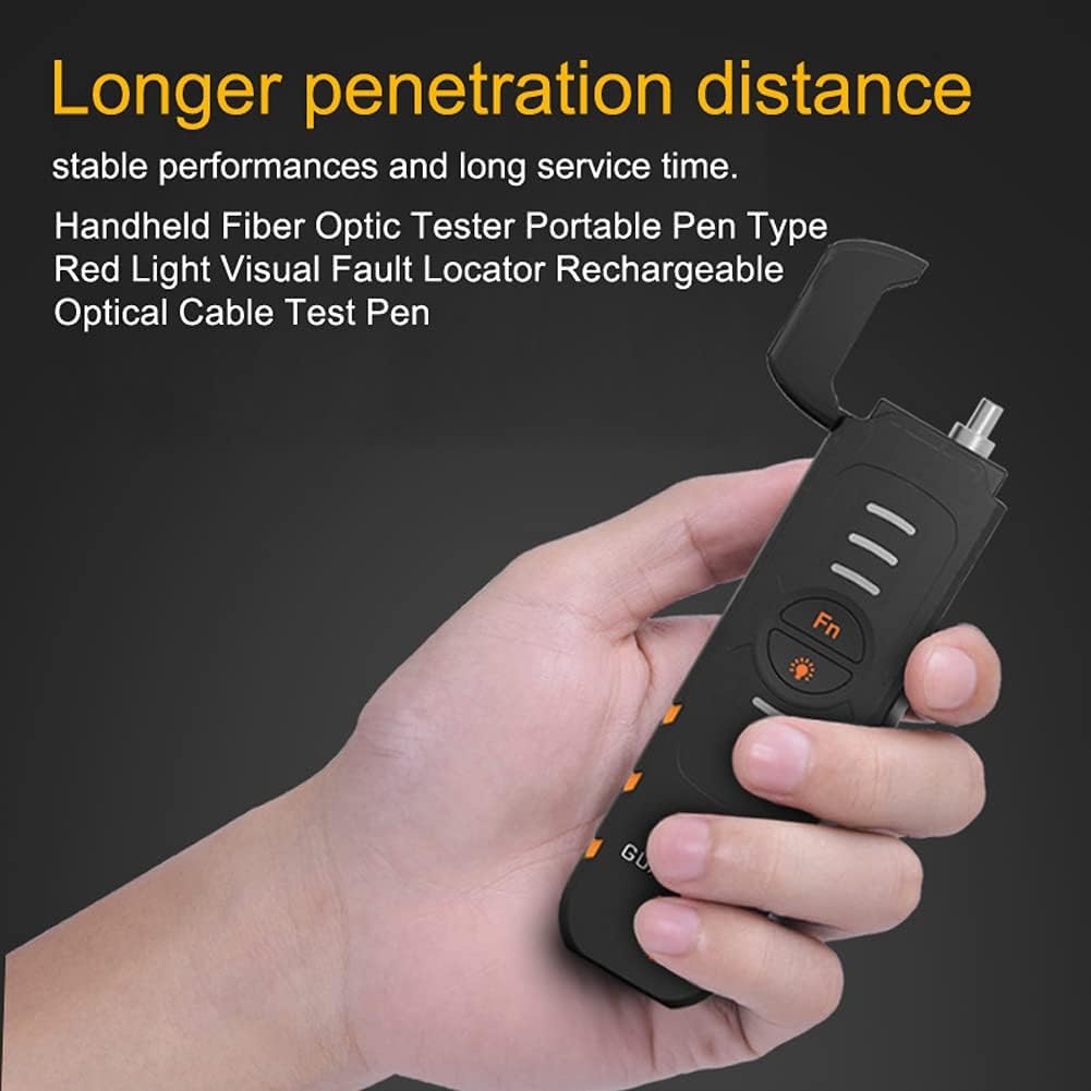 DEWIN Testeur de Fibre Optique FTTH, Localisateur Visuel de Défauts 15 km, Interface Universelle 2,5 mm, Portable pour la Maintenance des Réseaux de Fibre Optique