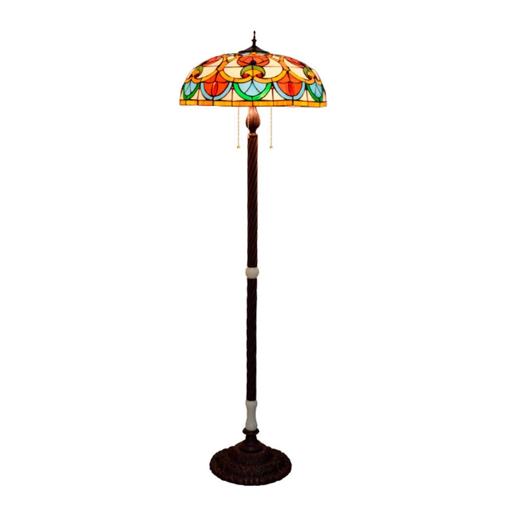 IUokLU Antique Reading Floor Lamp for Living Room,Vintage Tiffany Style Floor Uplighter in 20-Inch Stained Glass Bedroom Retro Decor Standing Lighting,3-Light,E27×3,40W,20inch
