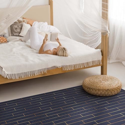 Tapis de sol vinyle 140x210 cm parquet moderne pvc intérieur cuisine salon chambre - 4