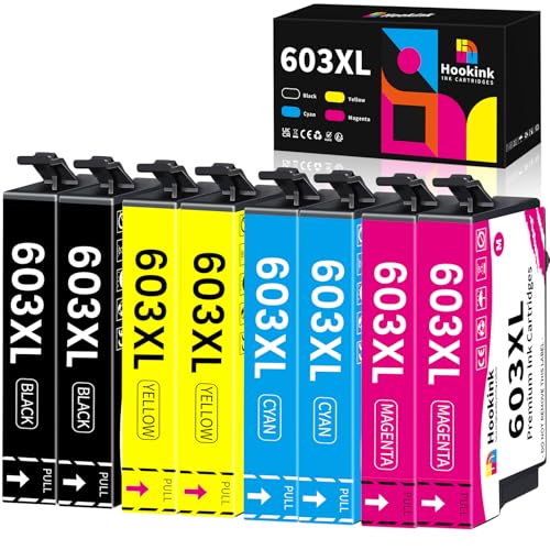 Hookink 603XL Cartucce Compatibili per Epson 603 XL per Expression Home XP-2100 XP-2150 XP-2155 XP-3100 XP-3150 XP-3155 XP-4150 Workforce WF-2810 WF-2820 WF-2830 (2 Nero 2 Ciano 2 Magenta 2 Giallo)