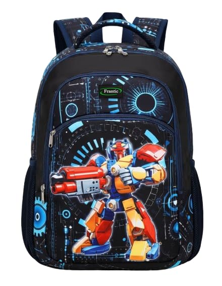 Image of Frantic Waterproof Polyester 35 L School Backpack With Pencil /Staionery Pouch School Bag Class 1 to 8 Daypack Picnic Bag For School Going Boys & Girls(RR Blue Transformer B)