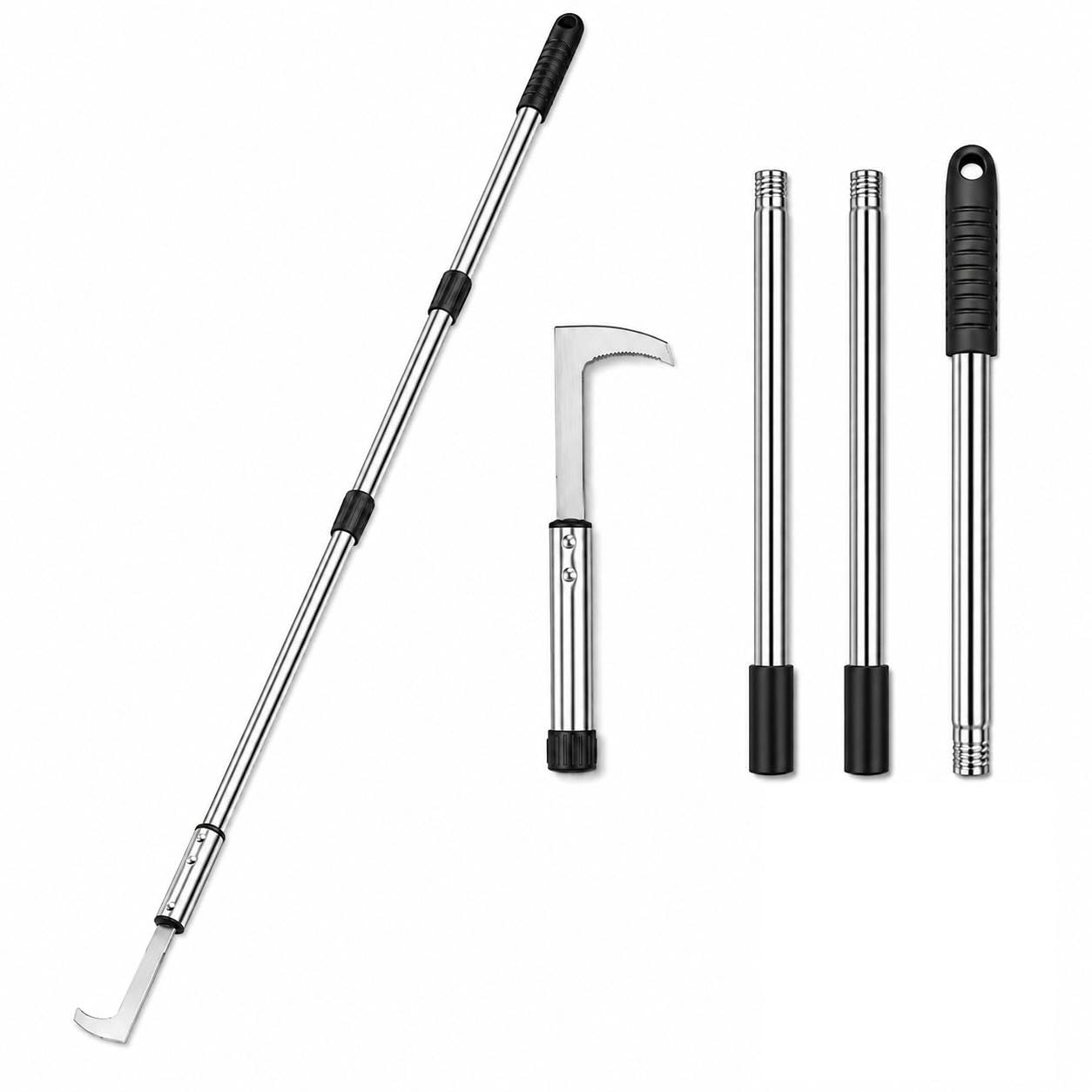 Patio Weed Remover Tool with Long Handle, 165cm Crack Weeder with 7-Shaped Stainless Steel Blade, Block Paving Weed Scraper for Patio, Driveway, Sidewalk and Garden Path