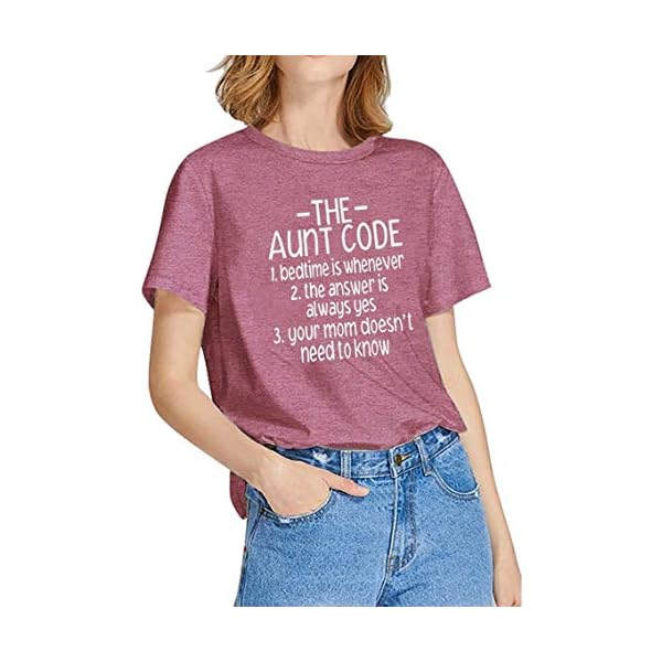FCHICH-The-Aunt-Code-Shirts-Women-Funny-Letter-Sayings-Print-Auntie-T-Shirt-Bless-Aunt-Tops-Tees-Casual-Short-Sleeve-Tshirts FCHICH The Aunt Code Shirts Women Funny Letter Sayings Print Auntie T Shirt Bless Aunt Tops Tees Casual Short Sleeve Tshirts (Pink, M)