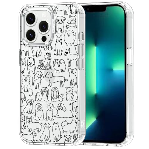 MOSNOVO Case for iPhone 13 Pro, [Buffertech 6.6ft Military-Grade Drop Protection] [Anti Peel Off Tech] Clear TPU Bumper Phone Case Cover Design - Doodle Dog