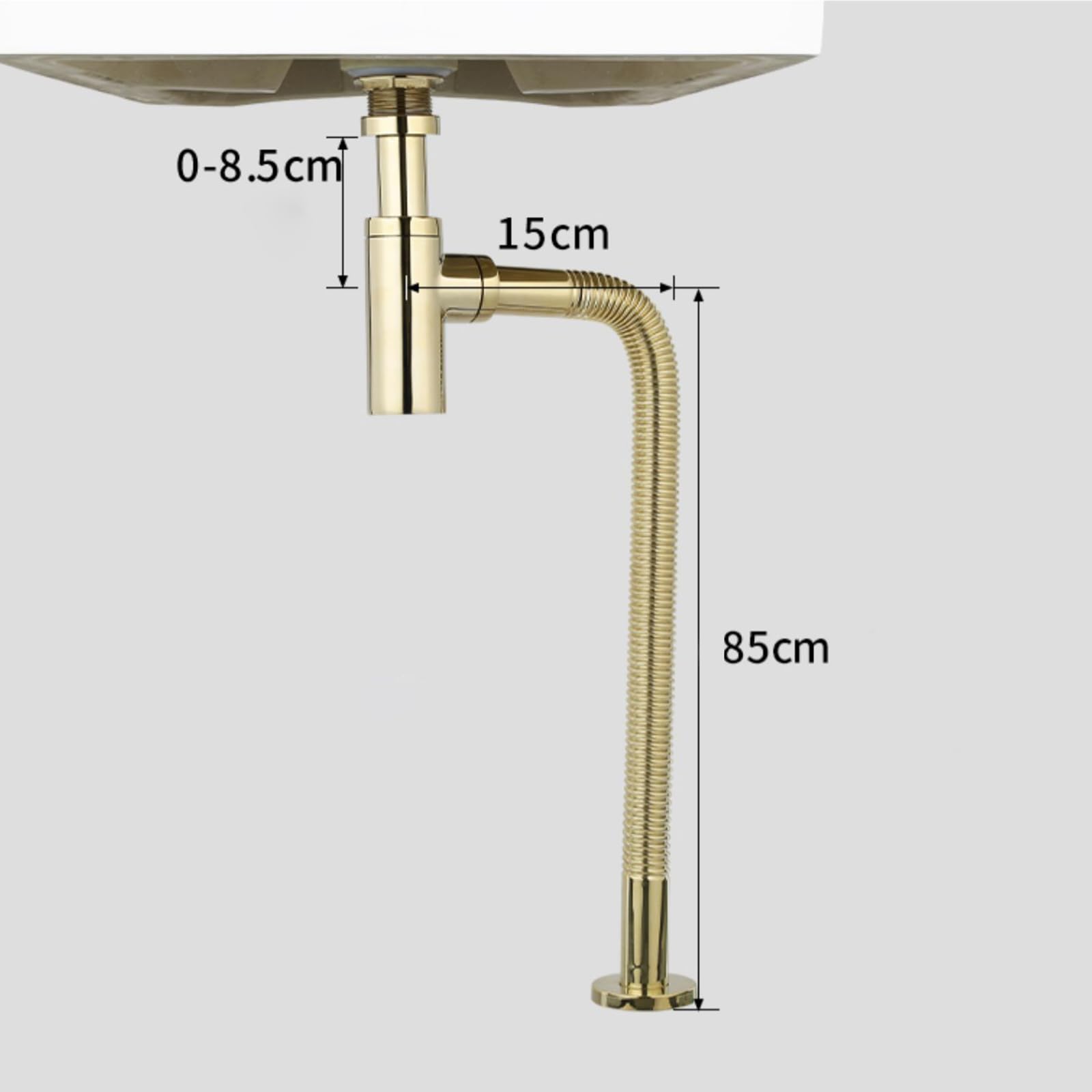 Siphon Waschbecken Mit Überlauf,Chrom Pop Up Ablaufventil,Gebürstetes Gold,Bächlein Siphon Für Die Küchenspüle