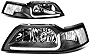 DNA Motoring HL-LB-FM99-BK-CL1 Black Housing Clear Corner LED Headlight Compatible with 99-04 Mustang