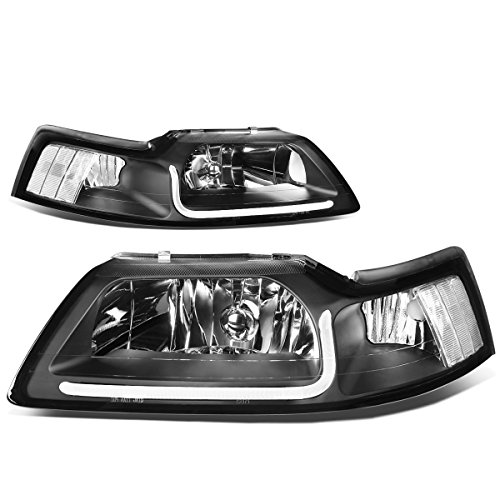 DNA Motoring HL-LB-FM99-BK-CL1 Black Housing Clear Corner LED Headlight Compatible with 99-04 Mustang