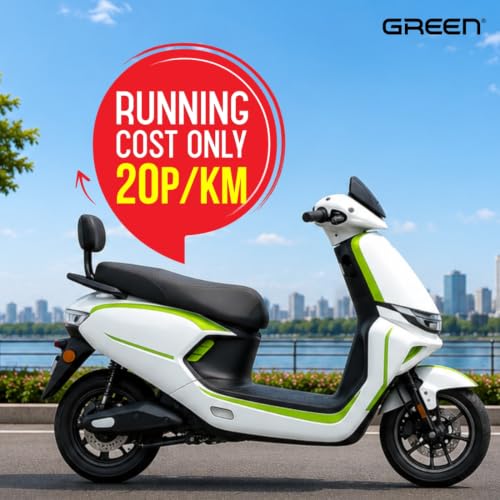 Image of Green Nine Low Speed Electric Scooter Non RTO with Portable Charger (80 KM - White) (80 KM)