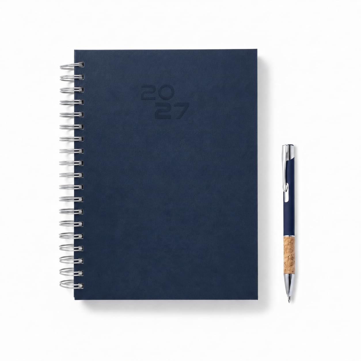 Pincho Agenda annuel 2026 journalier à spirale 24,5 x 19,5 cm, B5 avec couverture rigide, agenda journalier, sab. et dim. même page, calendrier, agenda scolaire (Marino)