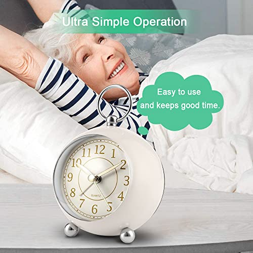 Tisaika Silent Alarm Clock Non Ticking Bedside Clocks Battery Operated Table Clocks for Bedroom Easy to Read Set Night Light Function Simple Stylish Little Clock for Home Office - Image 5