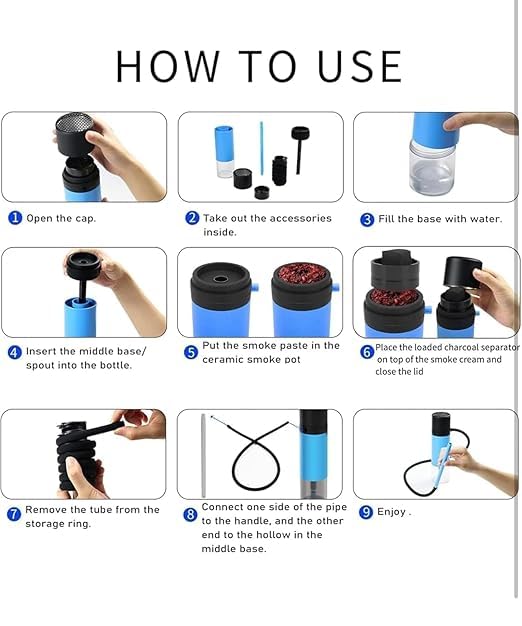 Image of Al Kian Portable Hookah Cup Set with Metal Protection, Premium Silicone and Acrylic Materials, Travel Friendly Design, Anti-Slip Net (BLACK)