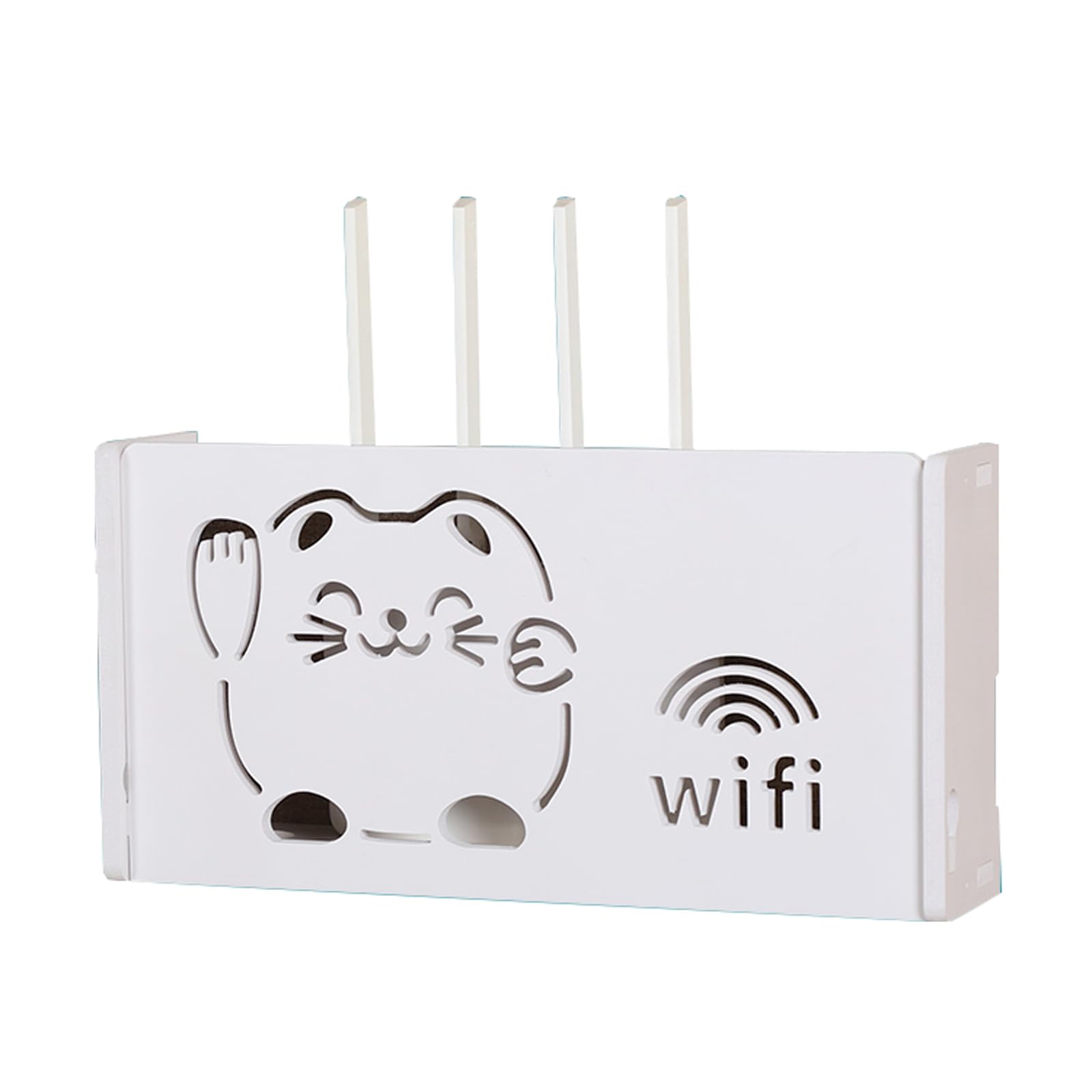 Router Shelf,Wandregal WiFi WLAN-Router Wandhalterung,geeignet als Ablage,Regal zur Aufbewahrung oder Dekorations-Box,Holz,WiFi Router Shelf/TV Set-Top Boxes,Weiß.