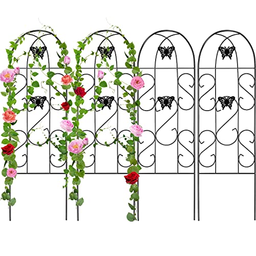 Amagabeli Garden Home, 4 Pack Garden Butterfly Metal Trellis For Climbing Plants Roses Vine Flower Cucumber 60" X 18" Rustproof Sturdy Black Iron Trellis For Potted Plant Support Gt02 Et0323 #TOP7