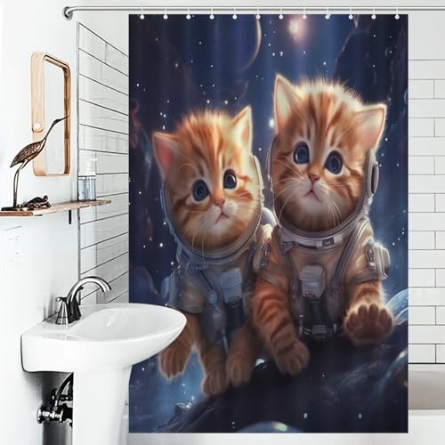 Rideau de douche chat en polyester imperméable 122x183cm - 6