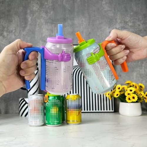 Image of ORIGINAL CREATOR - DIPESI Soda Can Lids and Holders for 12oz Cans - 2 Can Covers with Straw + 2 Can Holder with Handle - For Soda, Beer, Pop - Easy to Hold, Leak-Free