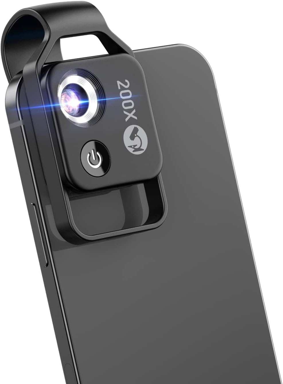 200X Phone Microscope Lens with LED Light Portable Digital Microscope for Kids Handheld Microscope Dermatoscope Skin Diagnosis Hair Analyzer Compatible with Mobile Phone