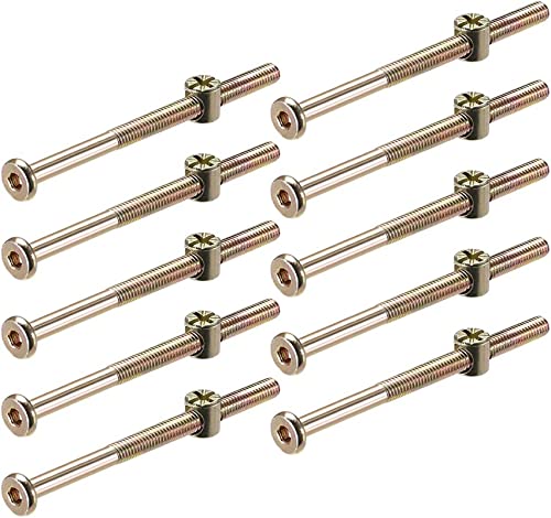 10 PCS M6*80mm Furniture Bolt Nut Set Zinc Plated Hex Socket Screw With L Type Wrench for Furniture Cots Beds Crib and Chairs (M6*80mm) - Image 2