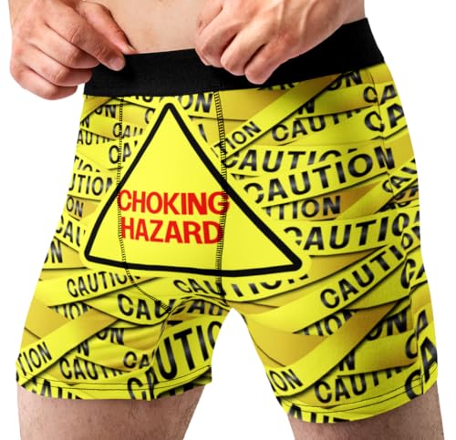 Choking Hazard Funny Boxer Briefs - Novelty Boxers, Humorous Underwear, Gag Gifts for Men - Medium
