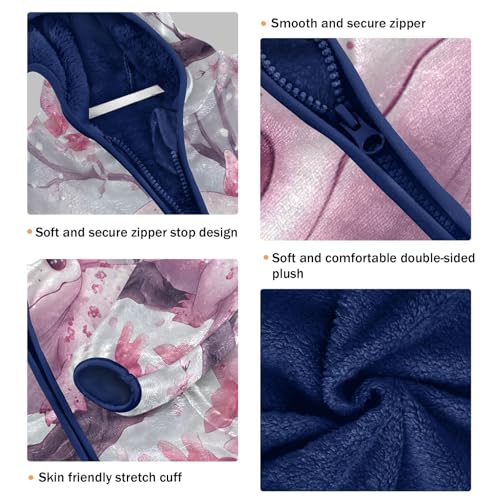 Cherry Blossoms Cute Axolotl Toddler Fleece Jacket Girl Boys Hooded Fleece Jacket Coat Warm Outwear Zip-up 3-10T3