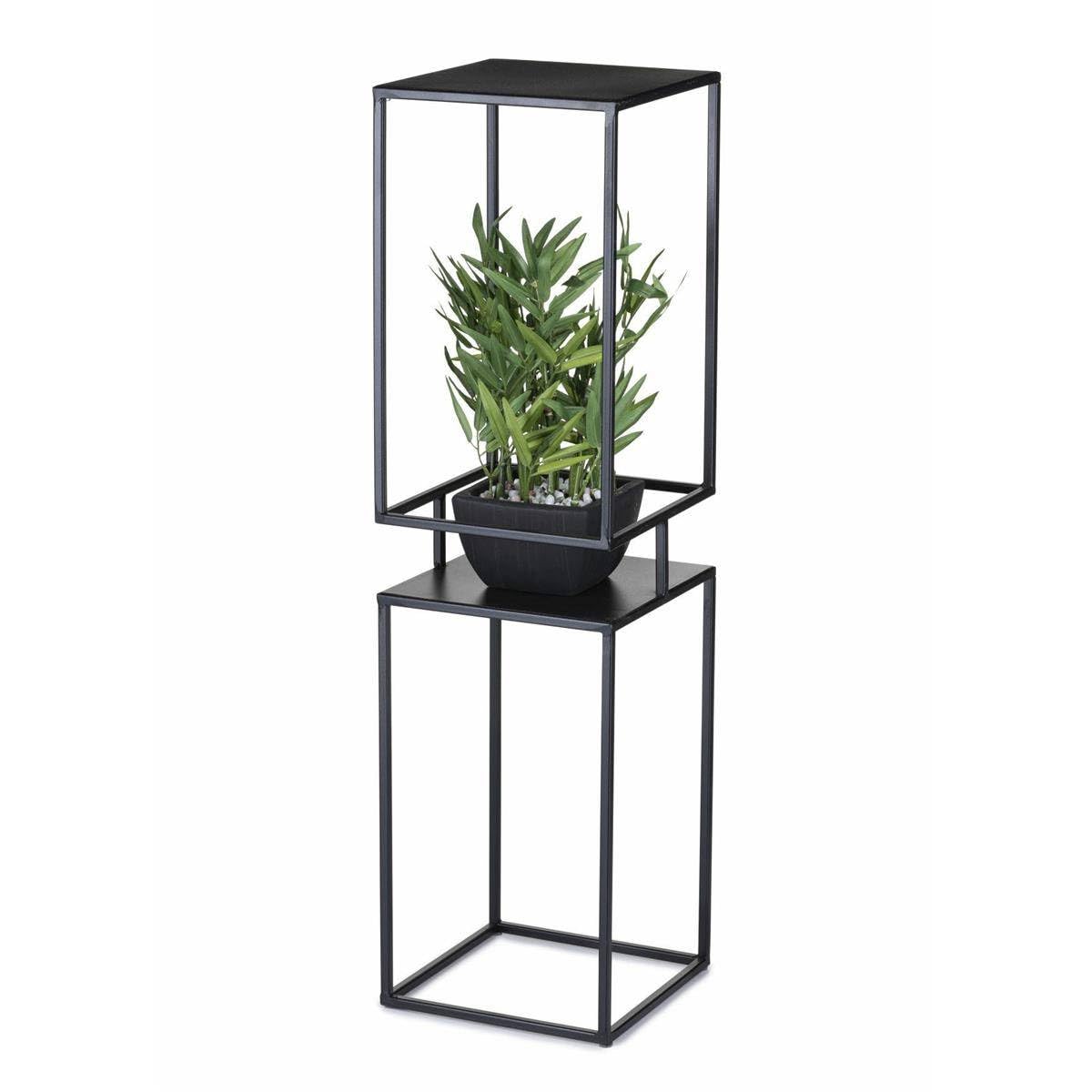 Kwietnik metalowy czarny 2 poziomy 87 cm industrialny