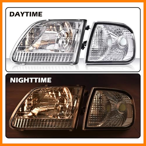 Image of G-PLUS Headlights Assembly w /Bulbs Fit Ford F150 1998-2003 / F250 1988-1999
