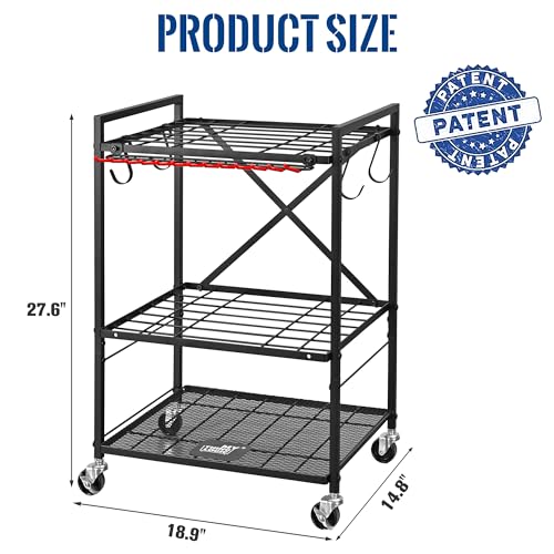 Image of Mythinglogic Rolling Garden Tool Organizer for Garage and Yard Tools