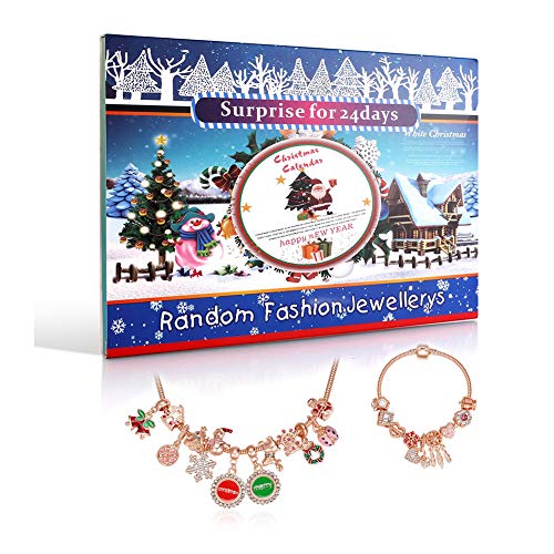 Advent Calendar,2020 Christmas Countdown Calendar,Advent Calendar Bracelet & Necklace,Christmas Calendar,DIY 24 Days Christmas Fashion Jewelry Set Countdown Calendar for Kids Teens Girls Women