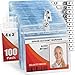 MIFFLIN Horizontal Plastic Card Holder with Metal Clip and Vinyl Straps (Clear, 3x4 Inch, 100 Pack), Waterproof PVC ID Name Badge Holder with Clip
