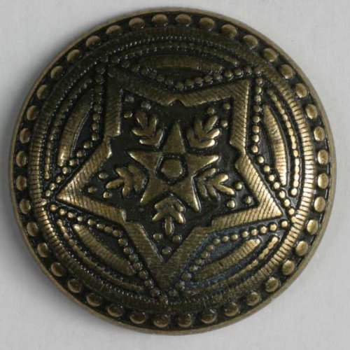 Dill Buttons 4 Piece Set: Full metal button - Size: 20mm - Color: antique brass