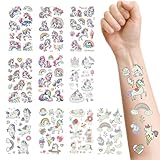 Einhorn Tattoos Mädchen, 10 Blatt Einhorn Sticker, Tattoos für Kinder Tattoo Hautfreundlich, für Mädchen Geburtstag Geschenke, Party Deko, Schultüte Füllung, Geschenke Adventskalender (Unicor)