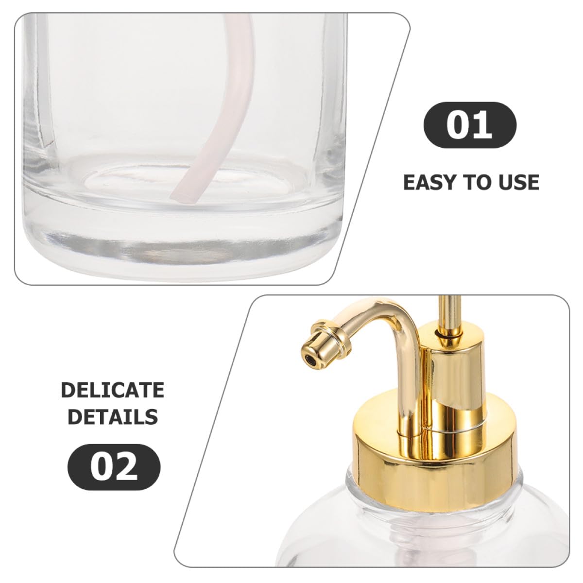 Beavorty Bomba Set de Jarabe Acero Dosificador de Vidrio 500ml Anti-desperdicio Inoxidable y Pp de 2 Piezas Decorativo para Cocina y Bar