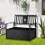 Outsunny Outdoor Wooden Storage Bench Deck Box, Wood Patio Furniture, 43 Gallon Pool Storage Bin Container with Backrest and Armrests, Interior Cloth Bag, Star Motif, Black