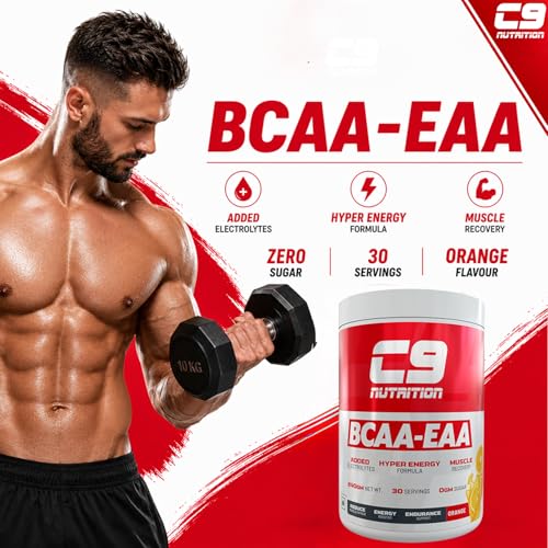 Image of C9 Nutrition BCAA + EAA Powder for Men & Women | 5000mg BCAA + 9000mg EAA | Amino Acid Supplement for Muscle Recovery & Endurance | Sugar Free | Blueberry Flavour | 30 Servings