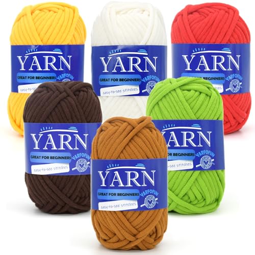 Image of 6 Pack Beginners Crochet Yarn Brown Green Red White Cotton Crochet Yarn for Crocheting Knitting Beginners with Easy-to-See Stitches Mini Crochet Yarn for Beginners-Plants Series