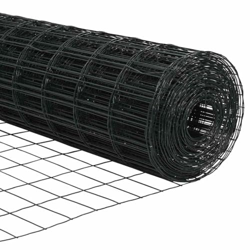 vidaXL Eurozaun Grau 0,6 x 25 m PVC-beschichtetes Eisen, Moderne Garten- und Terrassenteilung, rechteckiger Eisenzaun, wetterfeste Wand, stabiler Metallbarriere