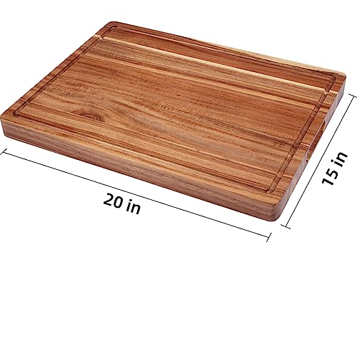 GAOMON 20x15 Inch Acacia Cutting Board for Kitchen, Large Wooden Cutting Board with Juice Groove, 1.5" Thick Chopping Board for Meat Vegetables and Cheese, Charcuterie Board