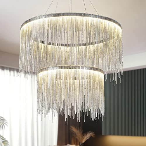 Lustre de salon anti-éblouissement grand format pour plafond bas