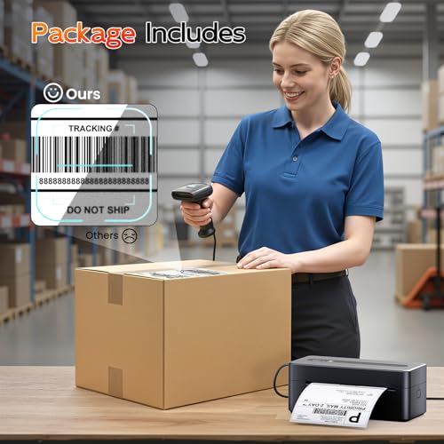 Image of TATTMUSE Bluetooth Thermal Label Printer, 4X6 Shipping Label Printer for Small Business, Thermal Printer Sticker Printer Compatible with Phone, iOS, Android, Windows, Mac, Amazon, Shopify