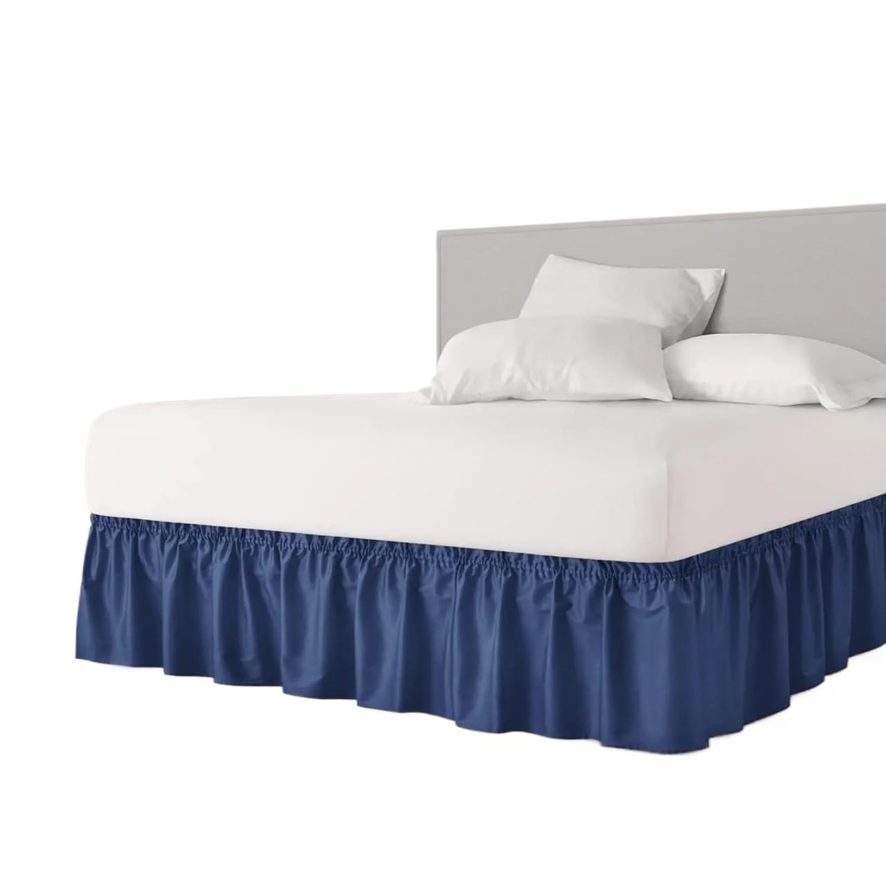 UDHSNJZG Bed Skirt Thicken Wrap Around Dust Ruffle Bed Skirt- Easy Fit Strap Pleated Wrinkle Free, Machine Wash(M,200x200x38cm)