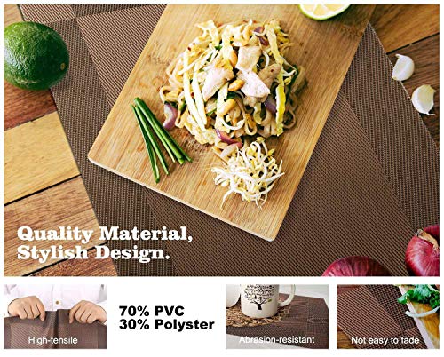 FORKALER Table Mats,Placemats,Set of 6,Heat Resistant,Non-slip,Dinner Mats for Kitchen and Dining Room (Coffee)