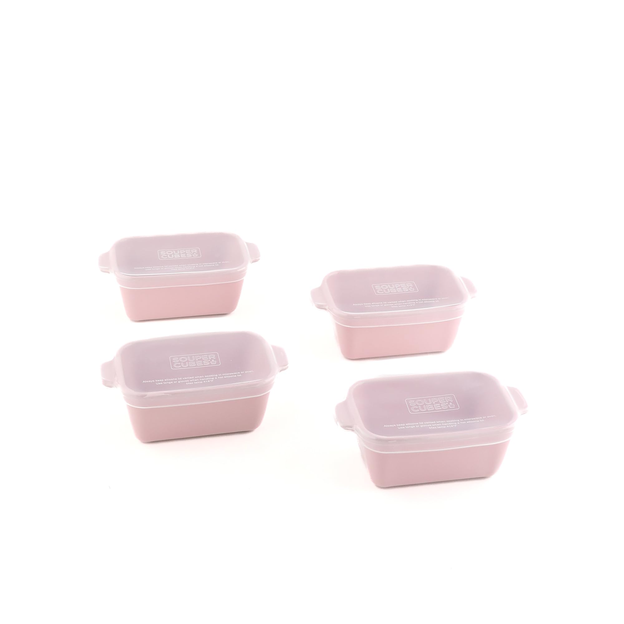 Souper Cubes 5"x3" Ceramic Baking Dishes with Lids, Cotton Candy, 4-Pack