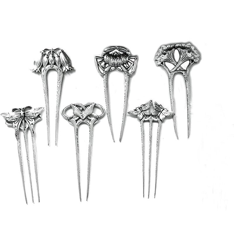 6PCS Witchy Hair Pin Set for Women, Dragonfly Butterfly Moth Crab & Floral U Shaped Hair Sticks, Nature Boho Hair Accessories, Mother’s Day Gift