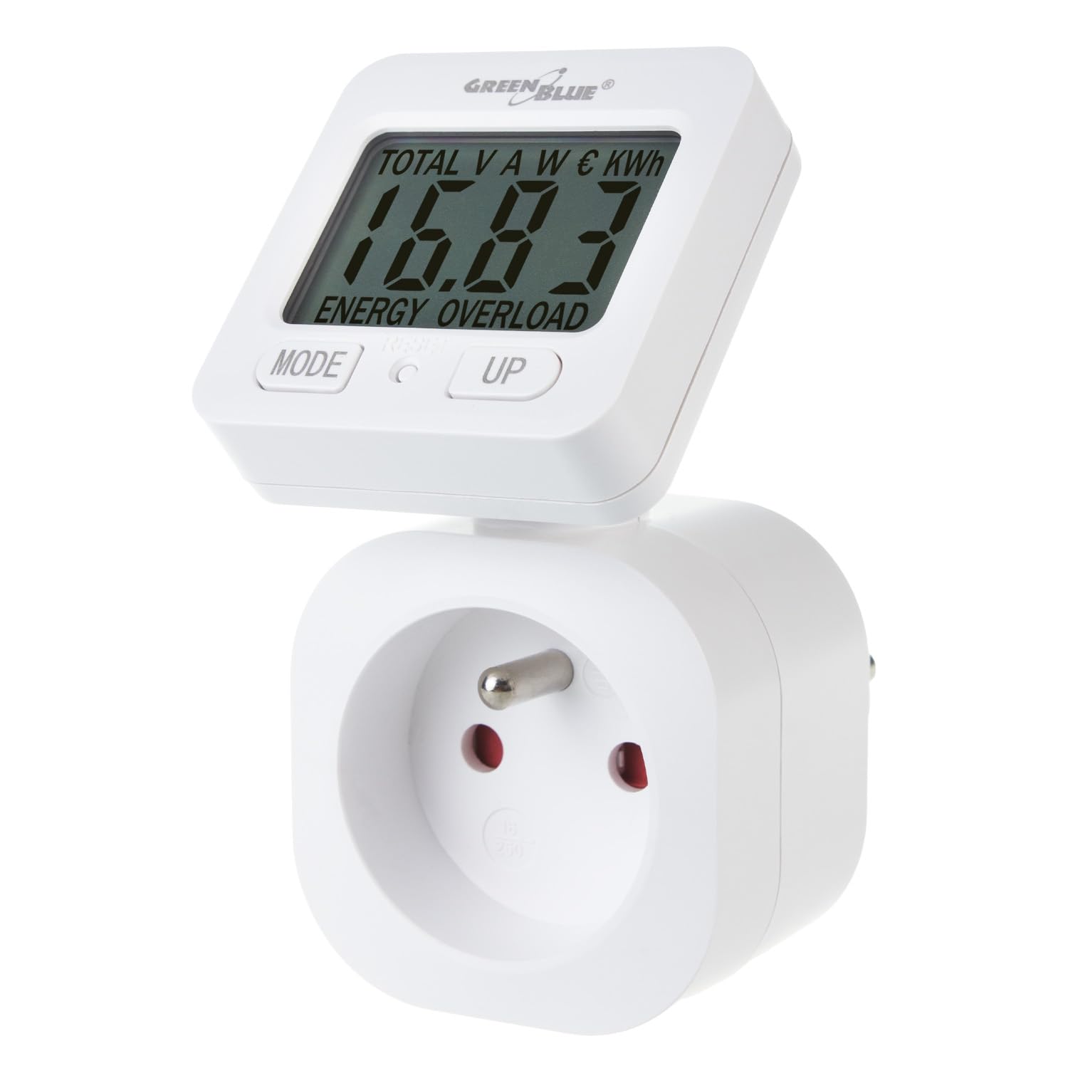 GreenBlue Energy Meter, Wattmeter, 16A, max. 3680W, sub-Memory, GB615 E, Weiß, 16x9x6 cm