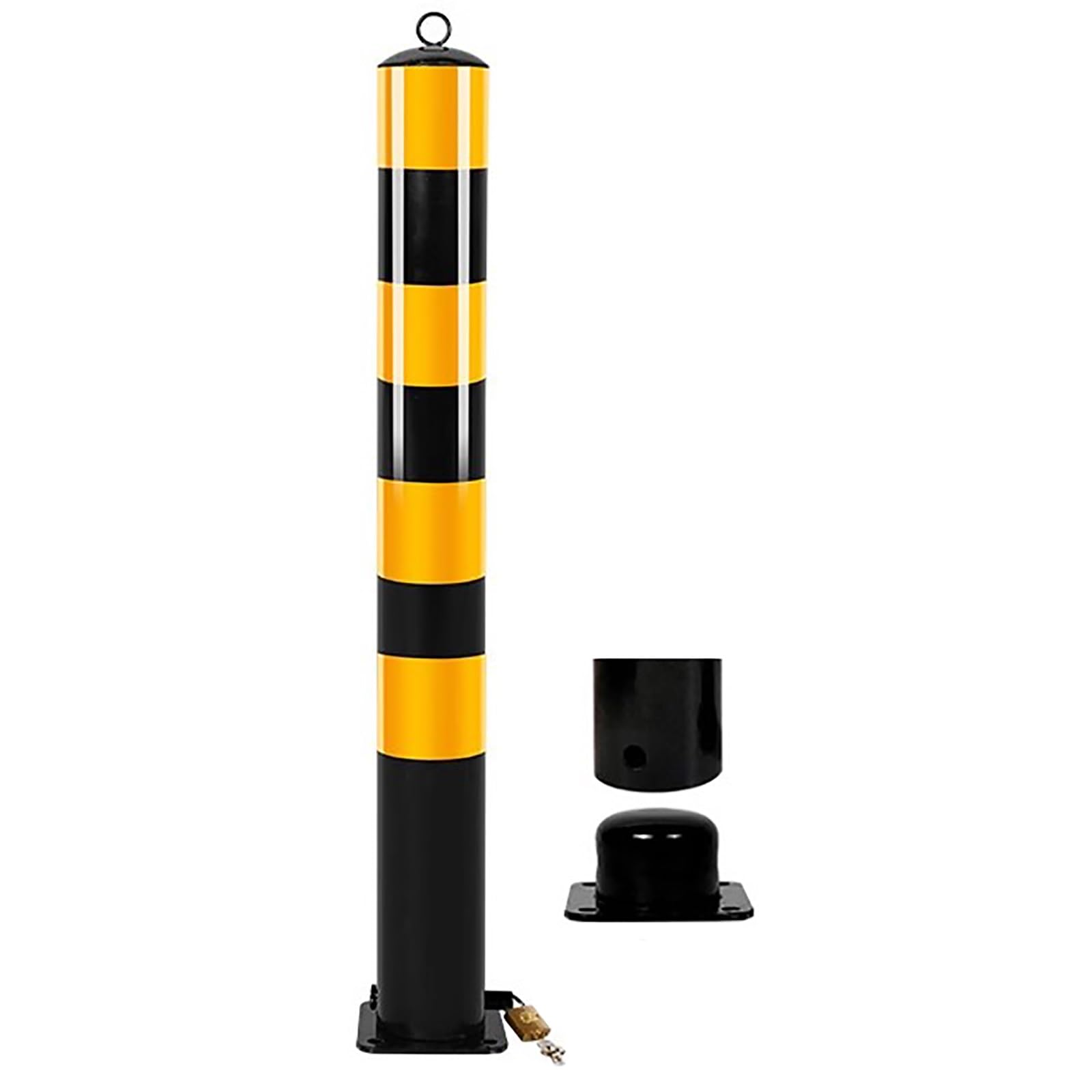 Hczkiujy Removable Safety Bollard With Lockable Barrier And Reflective Sleeve For Parking Security (100Cm/39.4In)