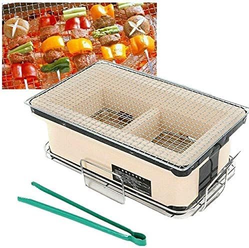 Griglia a carbonella, rettangolare in ceramica, per barbecue Hibachi, per Yakiniku, da tavolo o per uso interno, perfetta per la cucina giapponese-coreana, facile da pulire e utilizzare